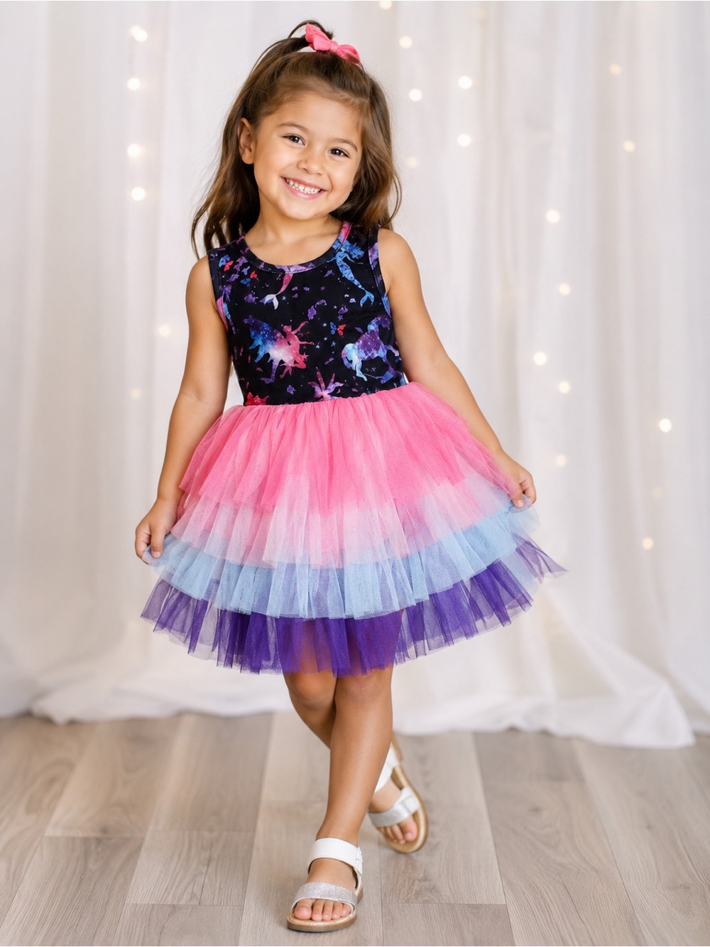 Unicorn Galaxy Tulle Dress - Twirl - Pink Purple Blue Party - Size 4-5